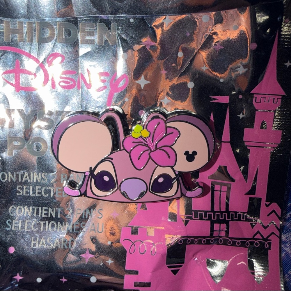 New 2025 Disneyland Hidden Mickey Disney Wave B Stitch Angel Pink Ear Hat Pin